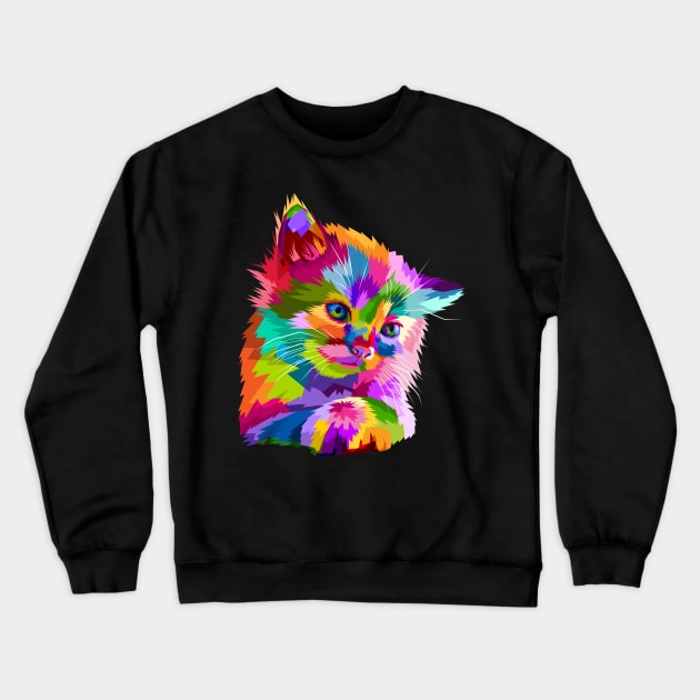 Colorful Cat Kitten Lover Crewneck Sweatshirt by LotusTee